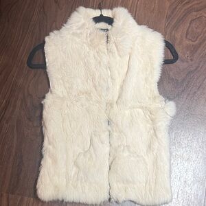 Rabbit Fur & Wool Cream Fur Vest SIZE: M